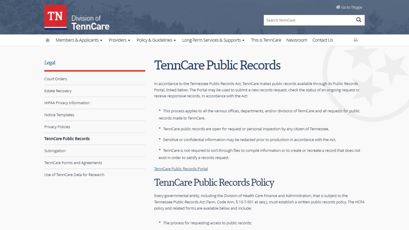 TennCare Public Records - Tennessee