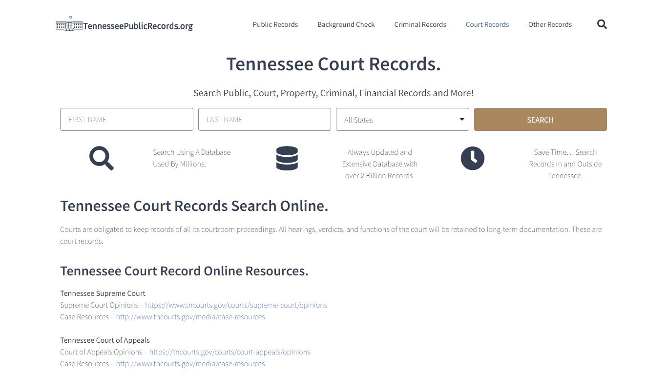 Tennessee Court Records: TennesseePublicRecords.org